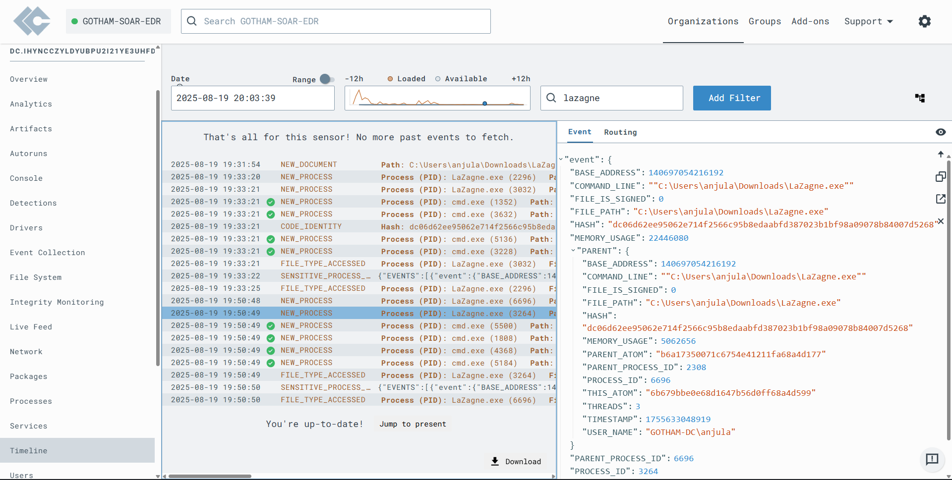 LimaCharlie Interface